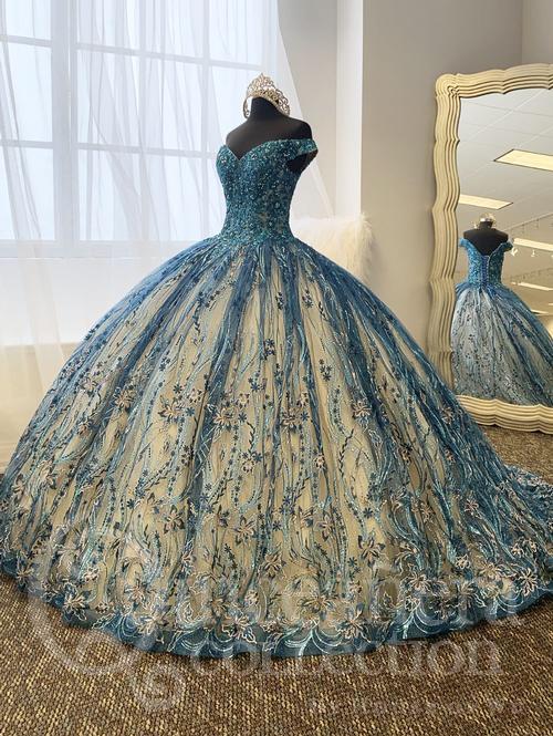 peacock quinceanera dress