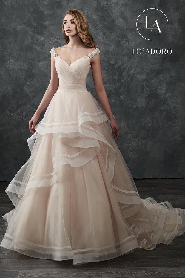 Champagne lace wedding dress for Audrey — Josabi Mariées