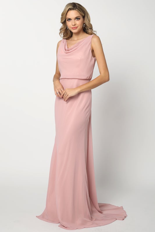 Cowl Neck Chiffon Dress