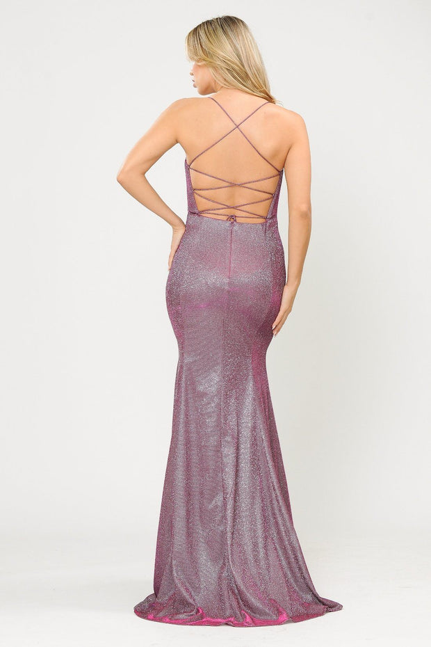 Long Glitter Mermaid Dress with Open Back by Poly USA 8666 – ABC Fashion