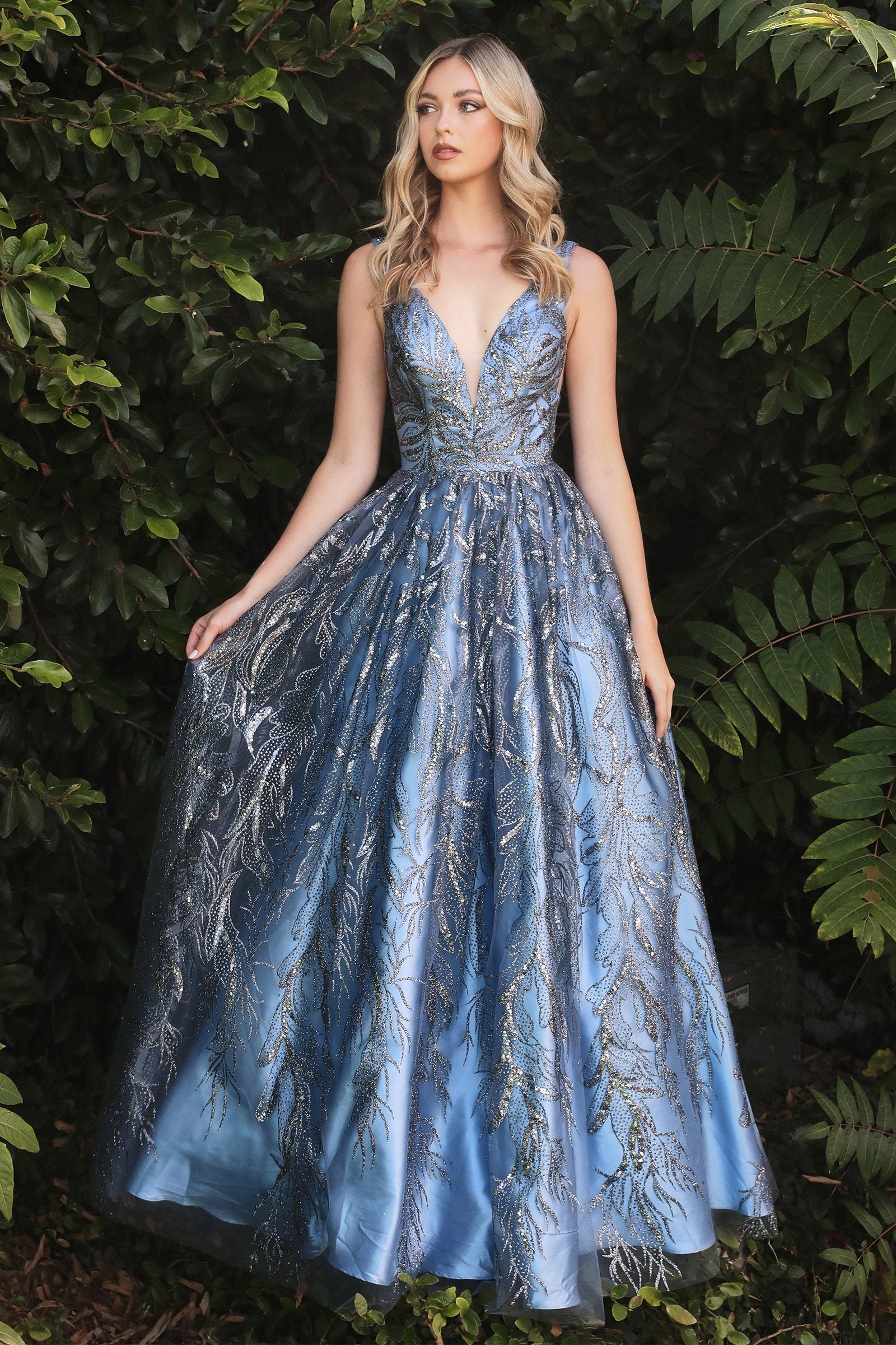 Cinderella Divine Blue Ombre shops Sleeveless Glitter Metallic A-line Ball Gown 10