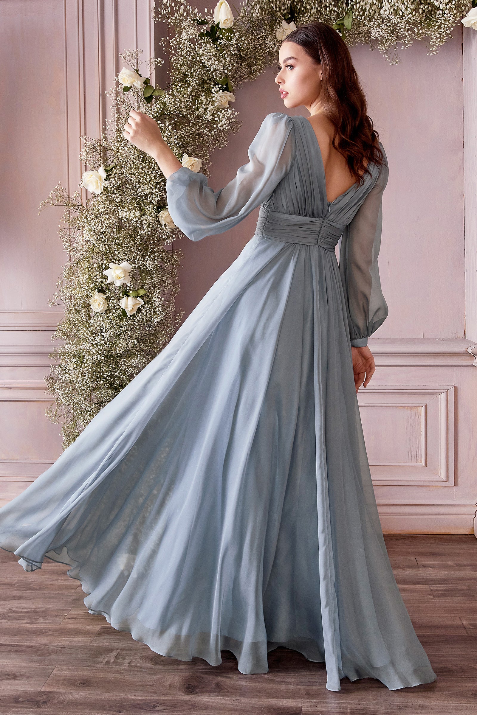 Long Sleeve Chiffon Gown by Cinderella Divine CD0192 – ABC Fashion