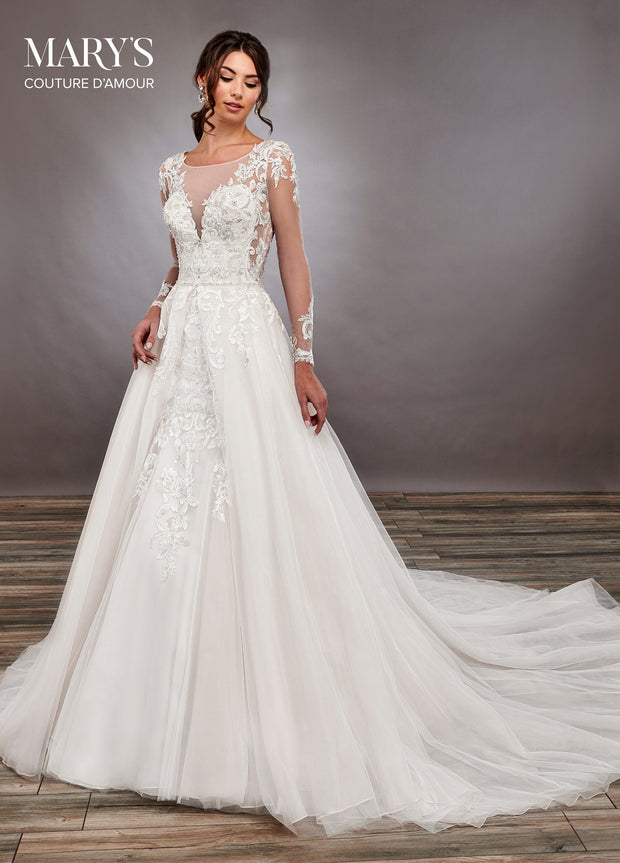 Long sleeve clearance gown with overskirt