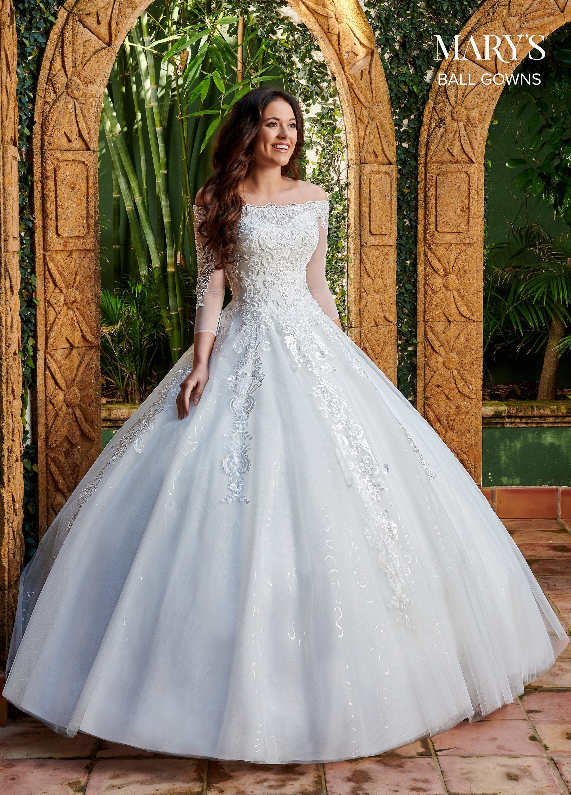 Long Sleeve Wedding Ball Gown by Mary s Bridal MB6072 ABC Fashion