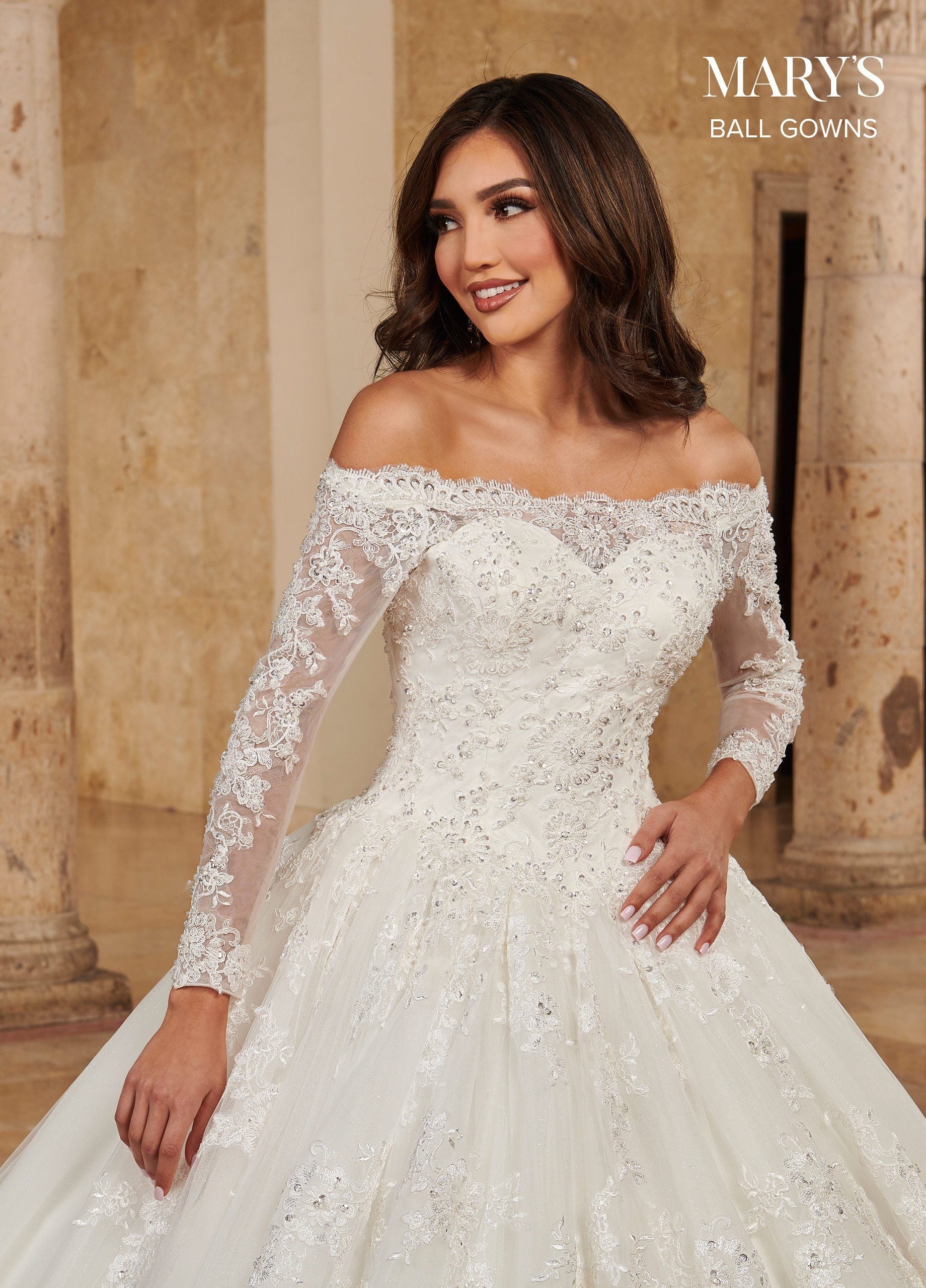 Long Sleeve Wedding Ball Gown by Mary's Bridal MB6089 – ABC Fashion