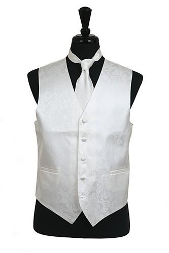 Men's Ivory Paisley Vest with Neck Tie – ABC Fashion