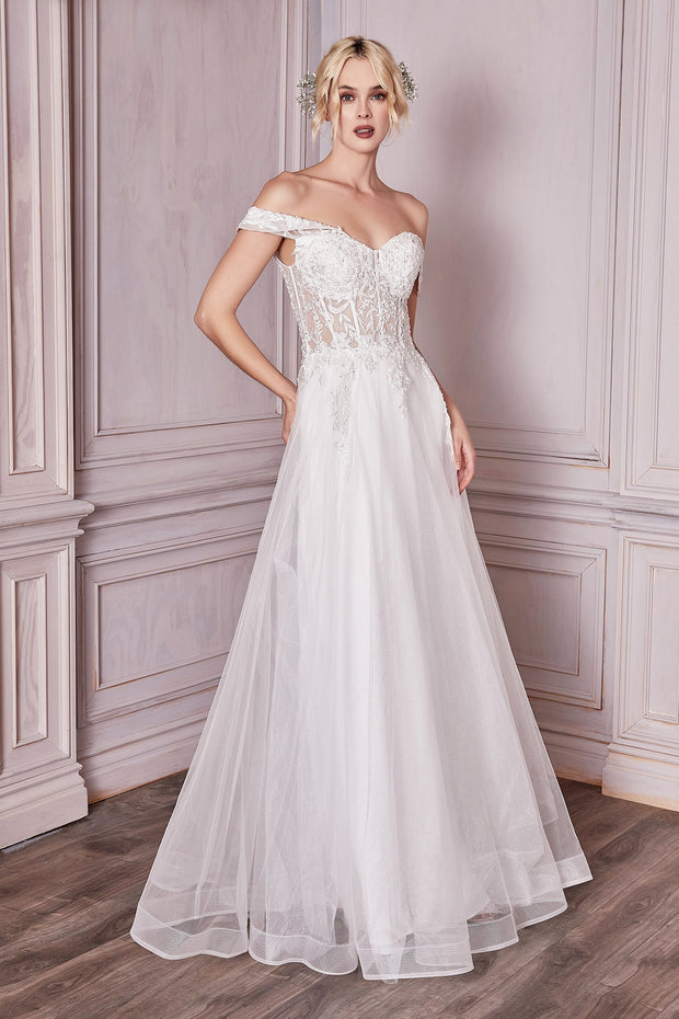 Cinderella Divine CD0186W Ladivine Off Shoulder Corset Wedding Dress
