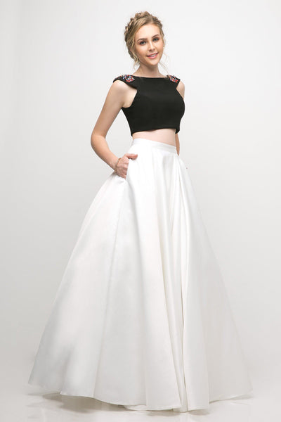 White Crop Top Prom Dresses