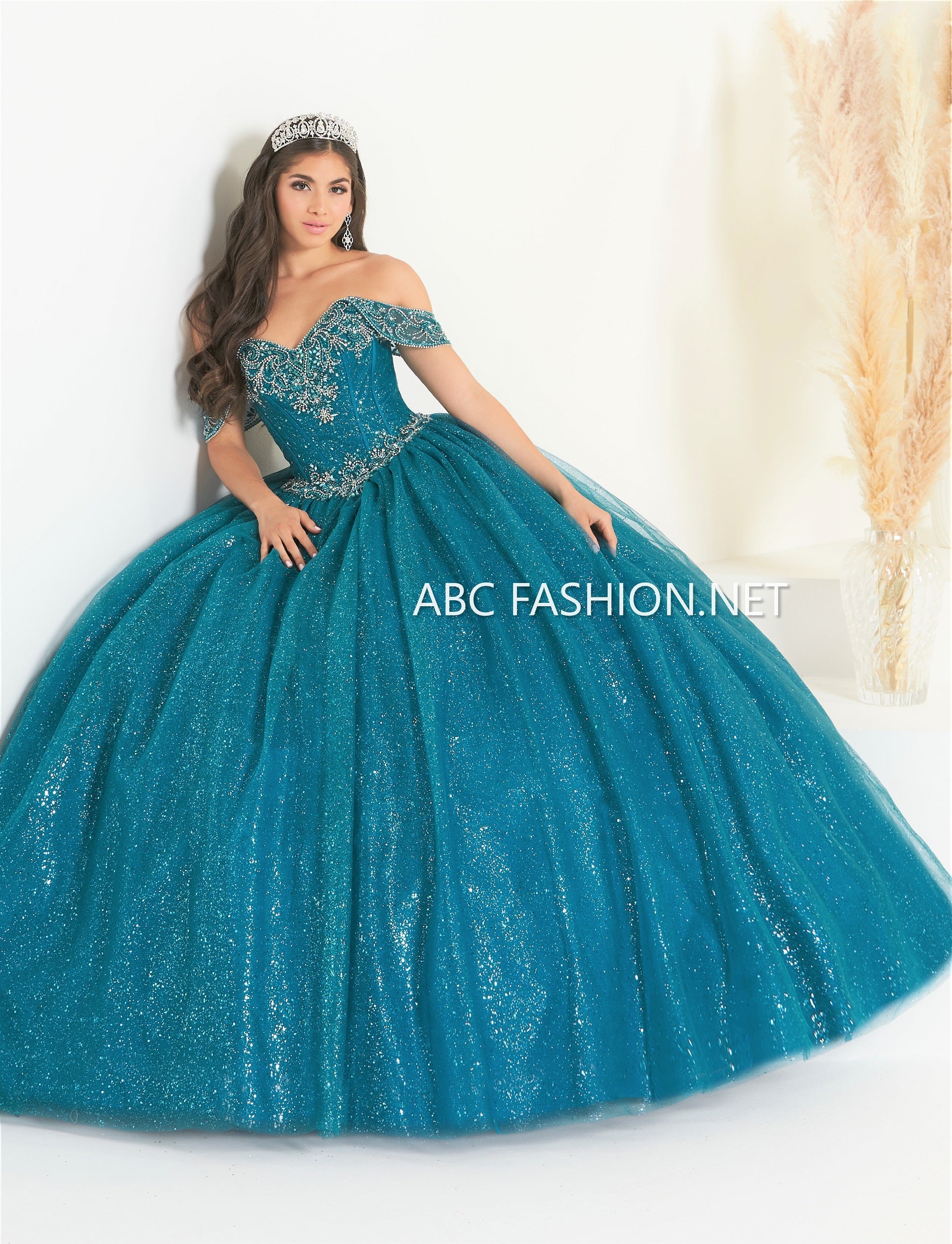 peacock quinceanera dress