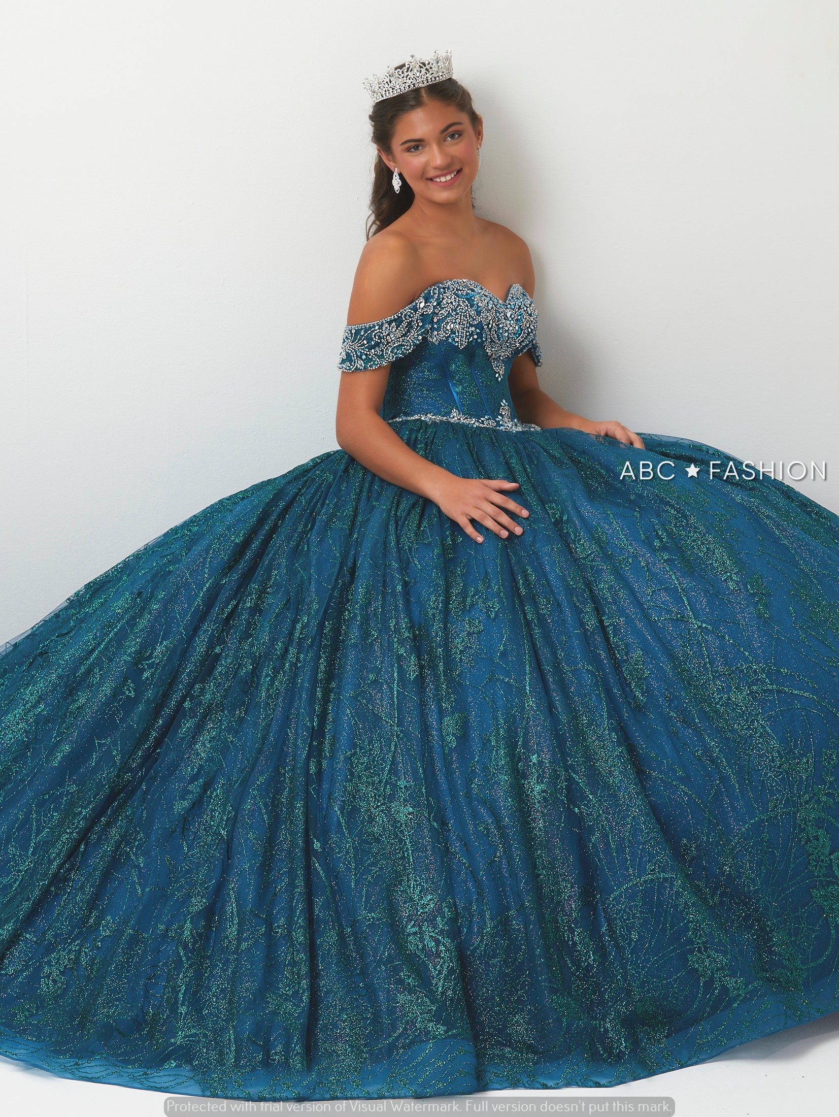 peacock quinceanera dress