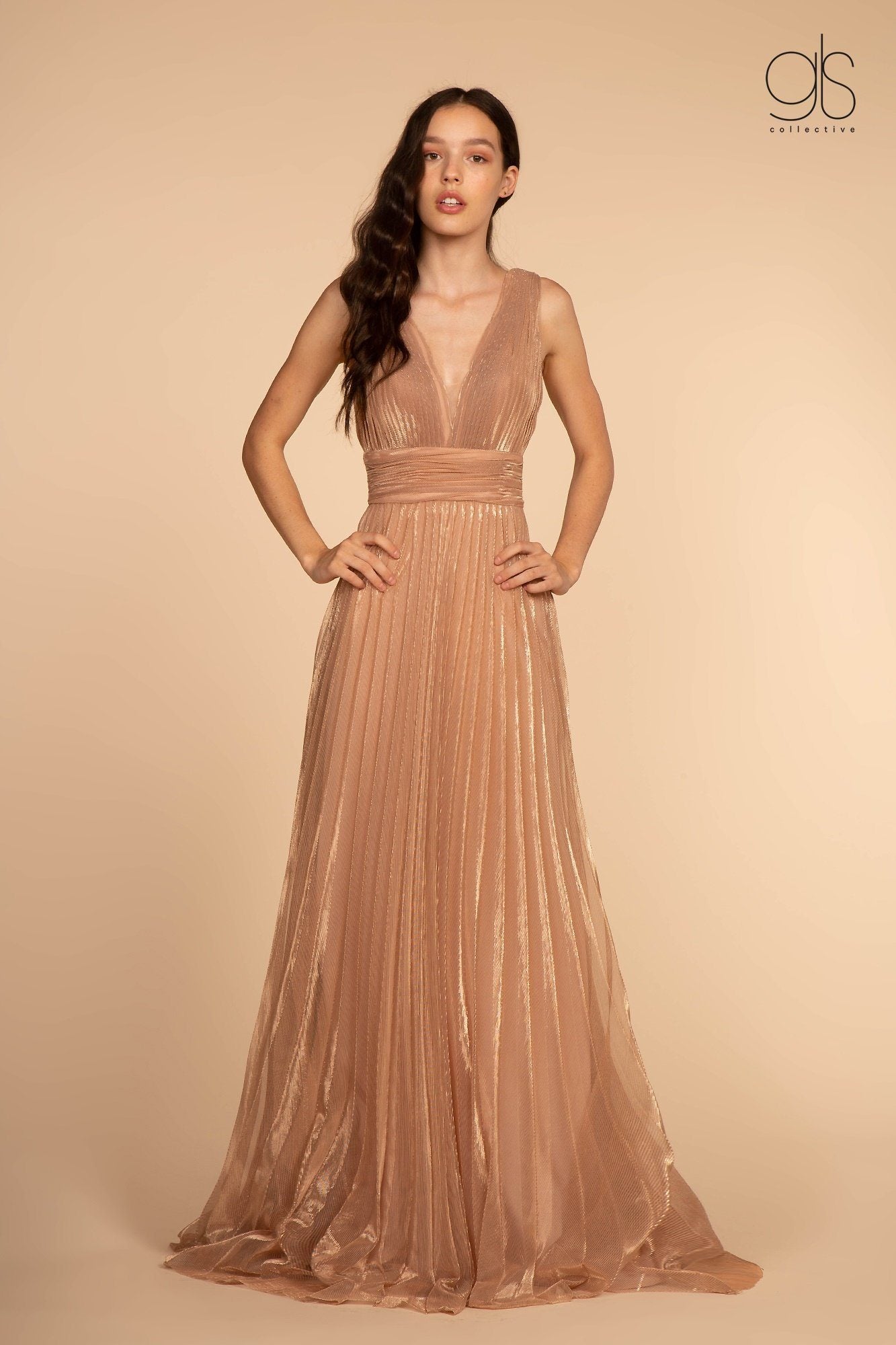 fine pleated formal dress