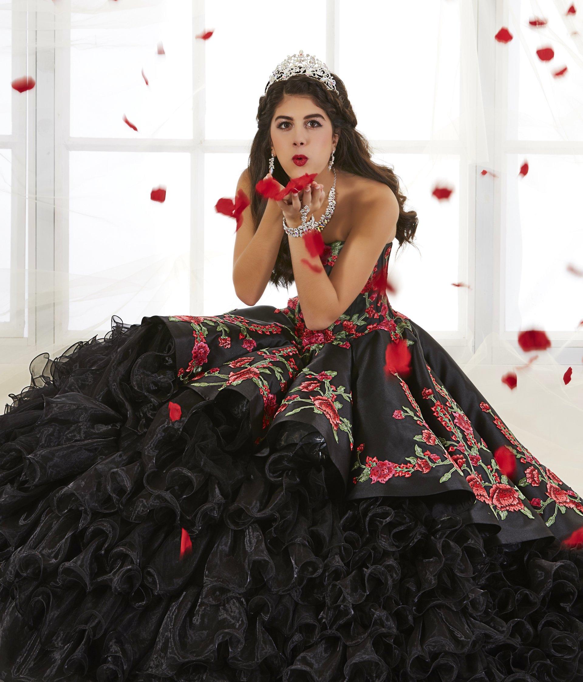 Rose Charro Quinceanera Dress by House of Wu 26892 8 Black