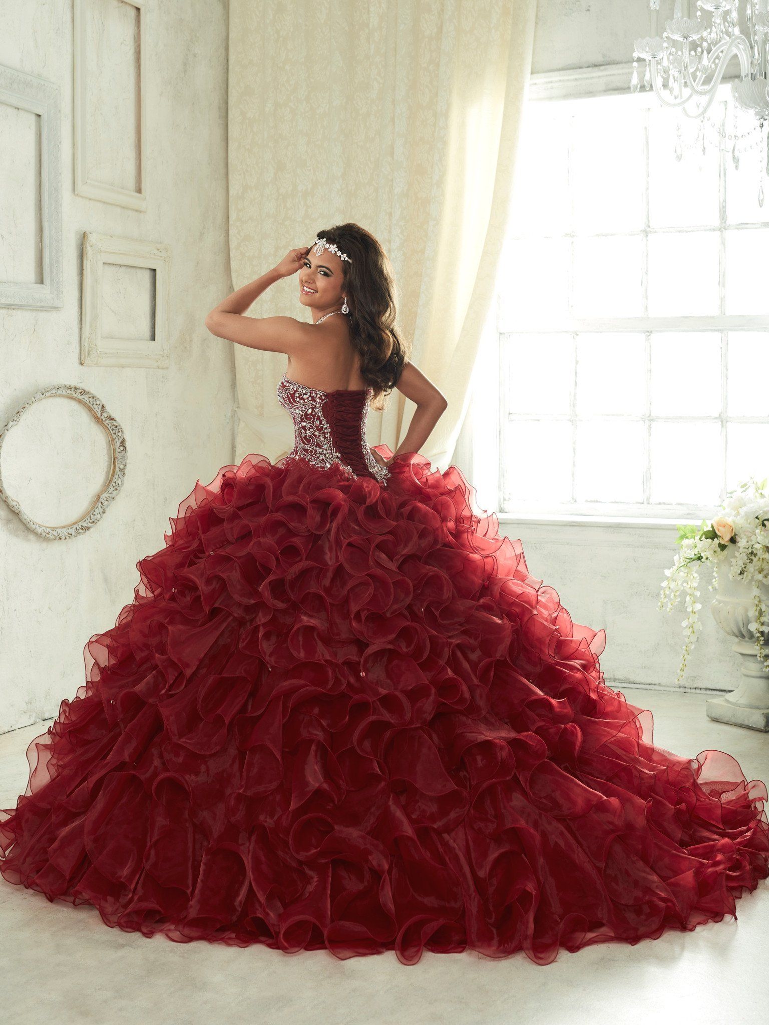 Ruffled Strapless Quinceanera Dress by House of Wu 26833