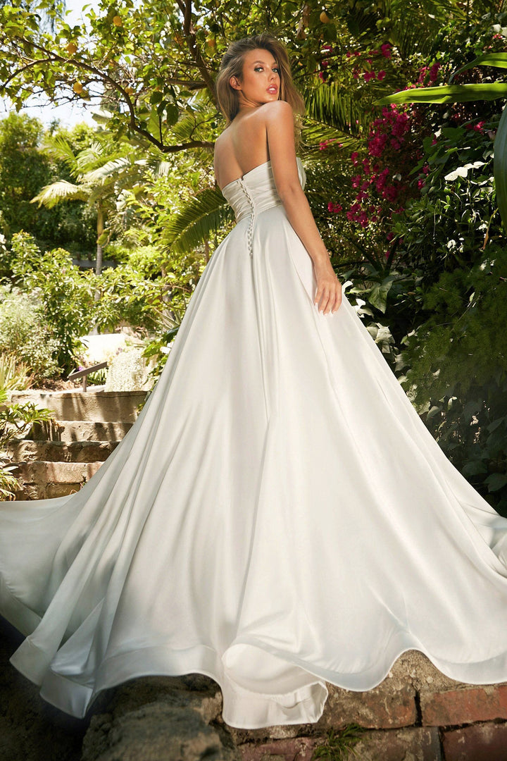 Satin Strapless Bridal Gown by Cinderella Divine CD0166W - Outlet