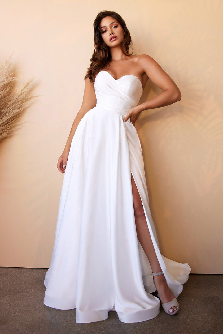 Satin Strapless Bridal Gown by Cinderella Divine CD0166W - Outlet