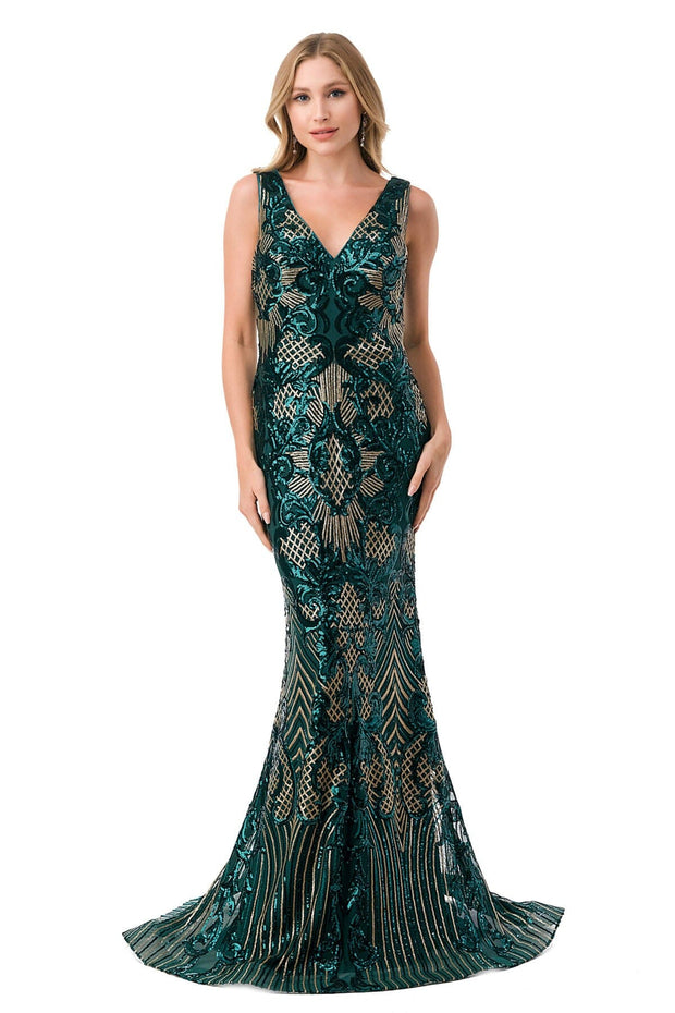 Sequin Print Sleeveless Mermaid Dress by Coya M2803Y ABC Fashion