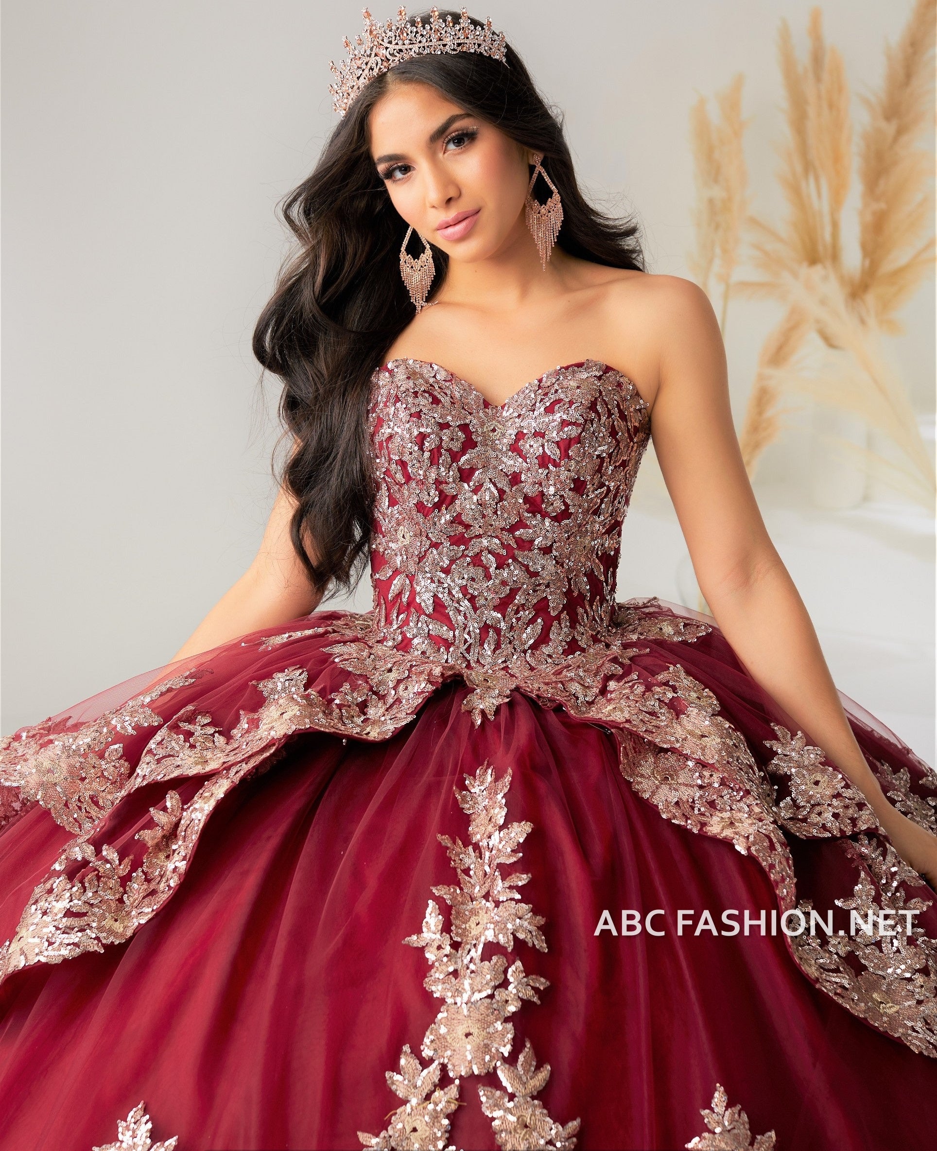 strapless red quinceanera dresses