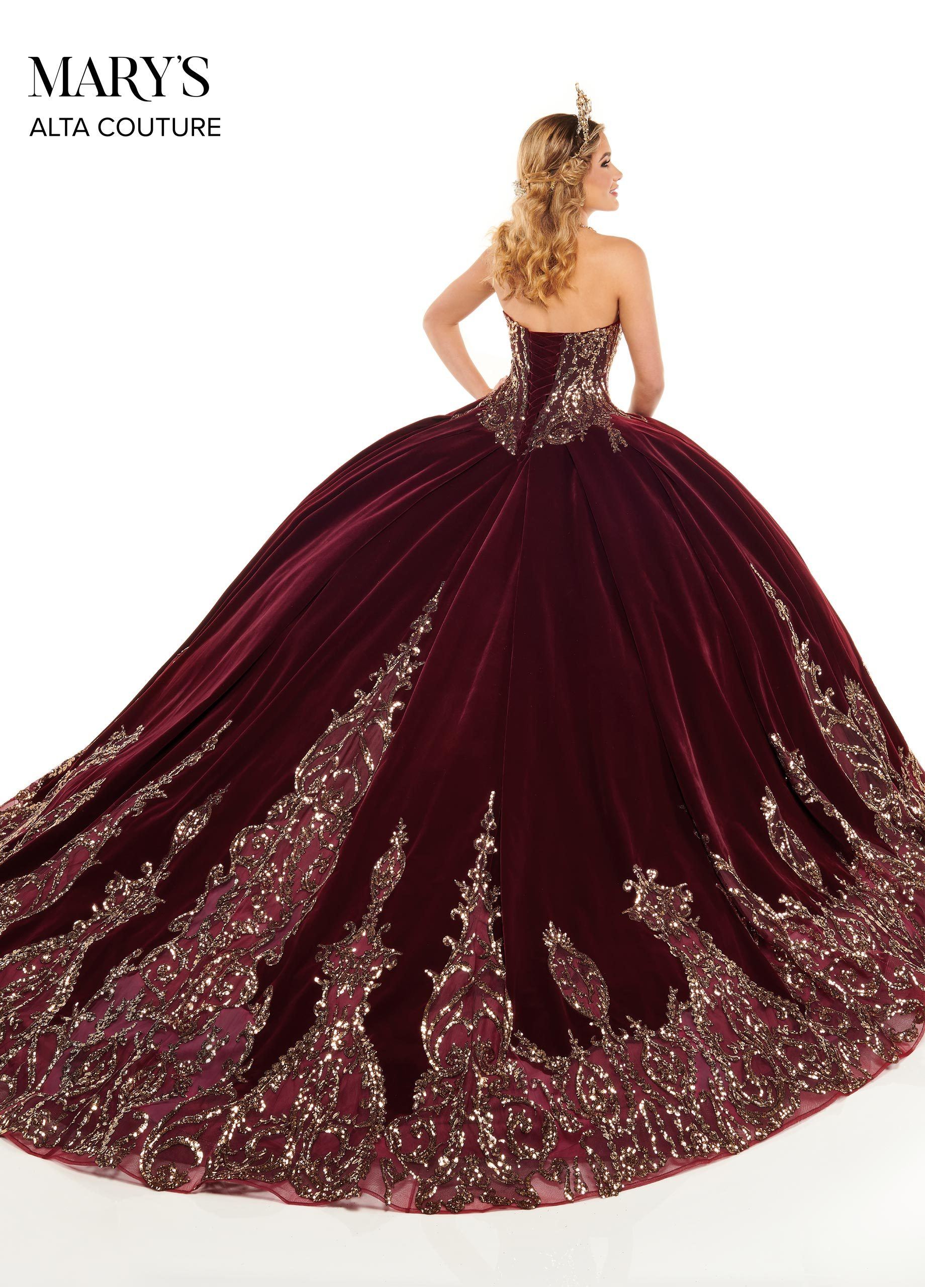 Burgundy fashion and gold 15 dress