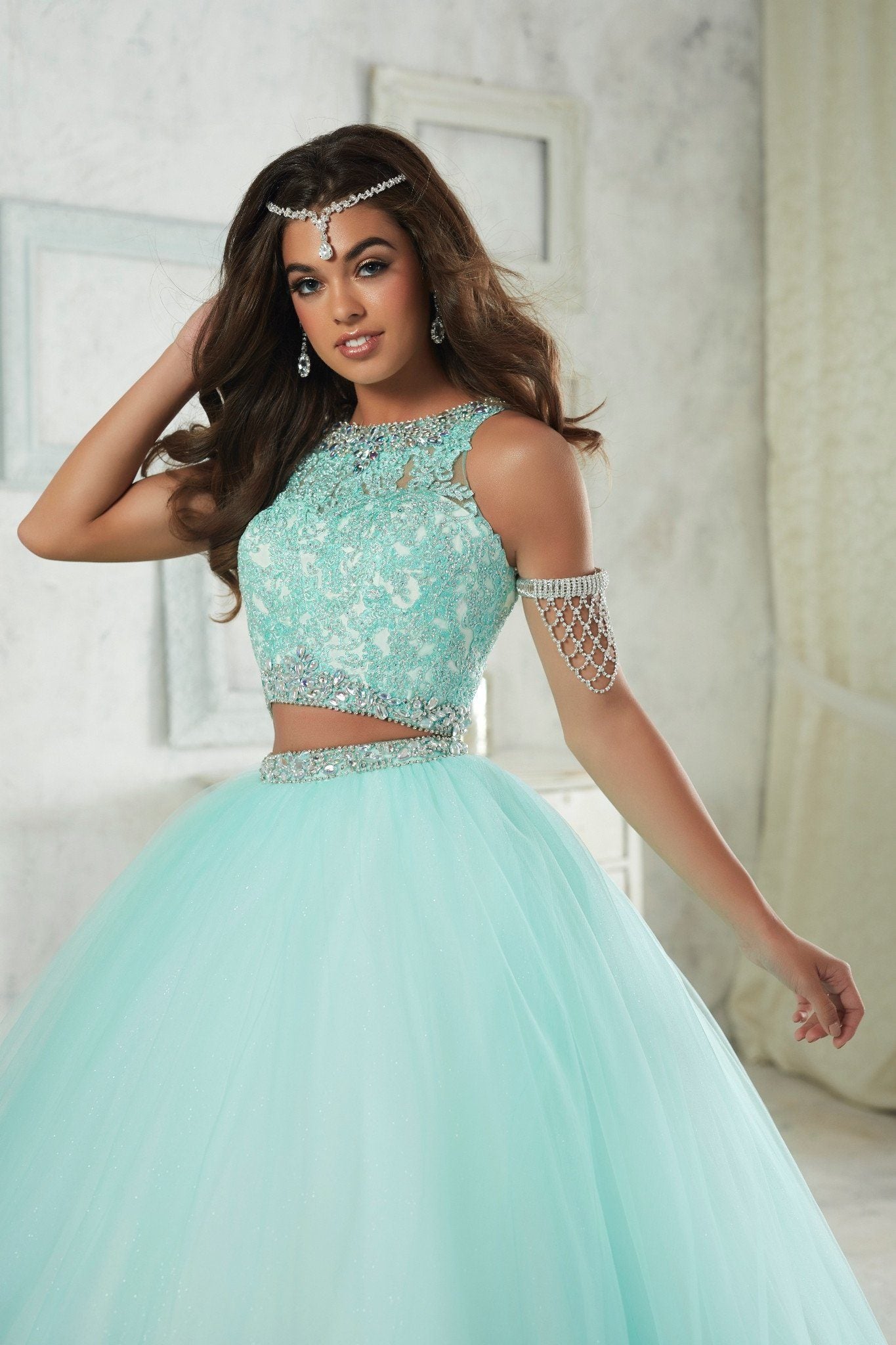 turquoise two piece turquoise quinceanera dresses